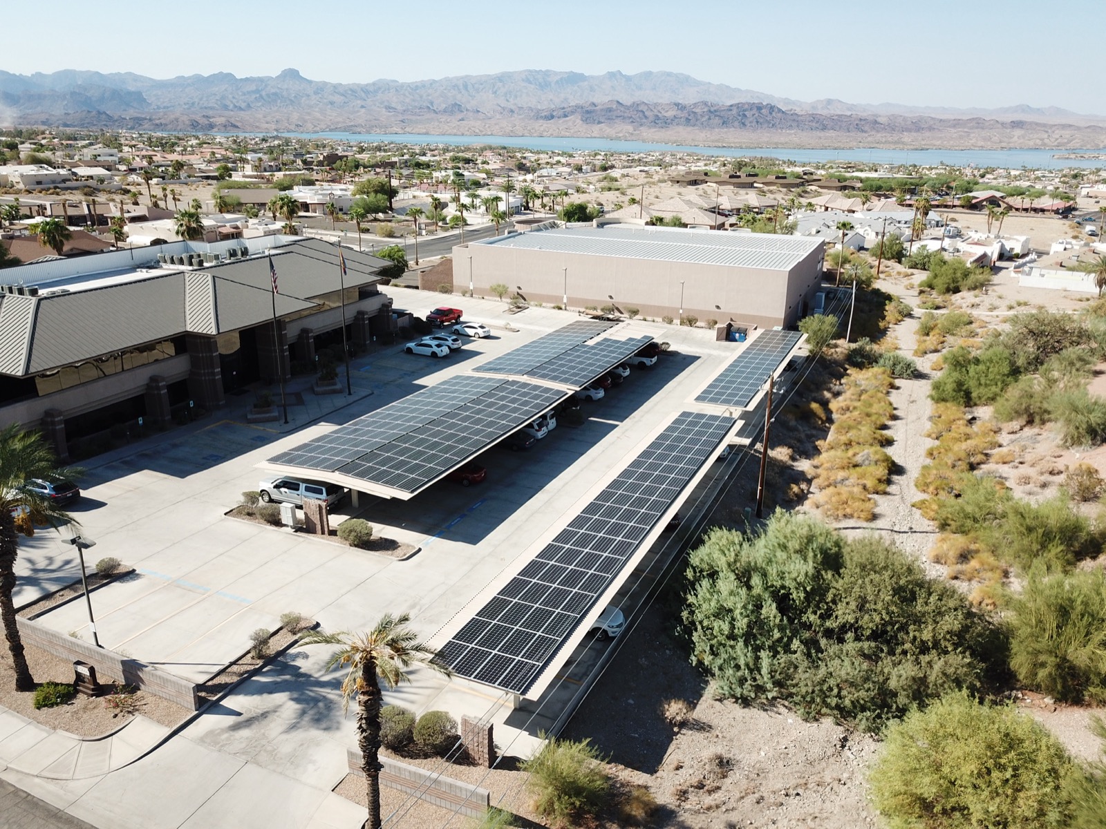 Commercial solar carport arrays installed by Mohave Solar in Lake Havasu City