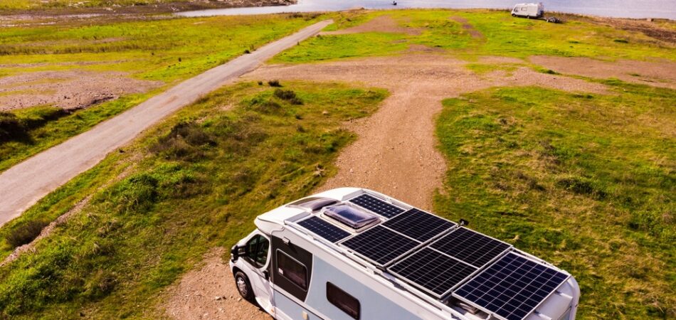 Aerial,view,of,camper,with,many,solar,photovoltaic,panels,on